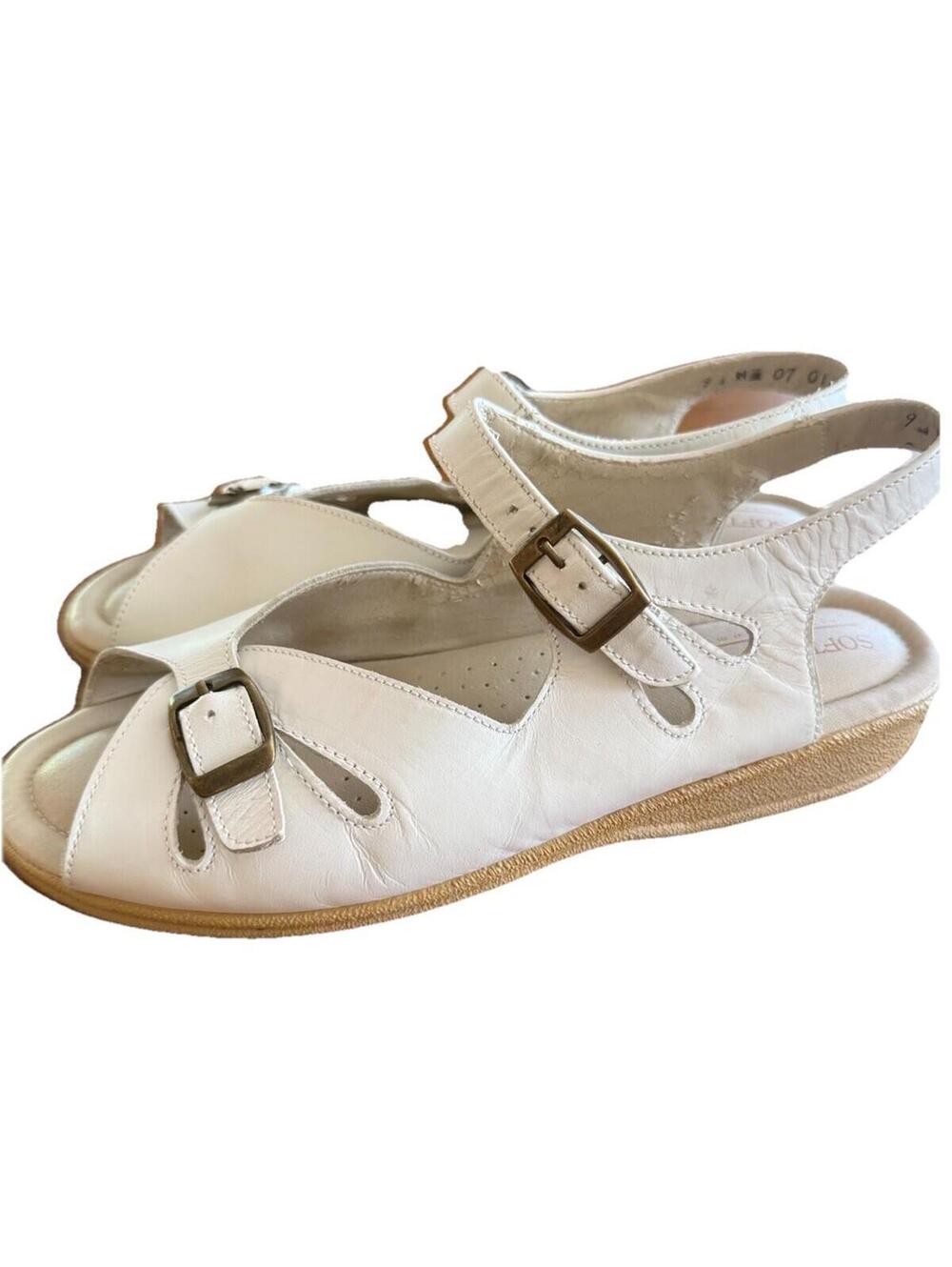 Vintage Soft Spots White Leather Sandals Women’s Size Medium